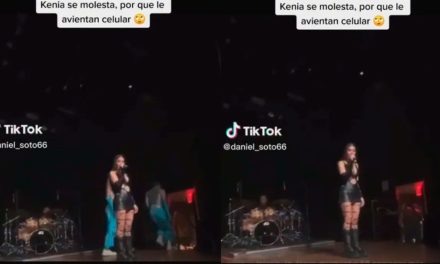 Kenia Os regaña a uno de sus fans por aventarle celular en pleno concierto