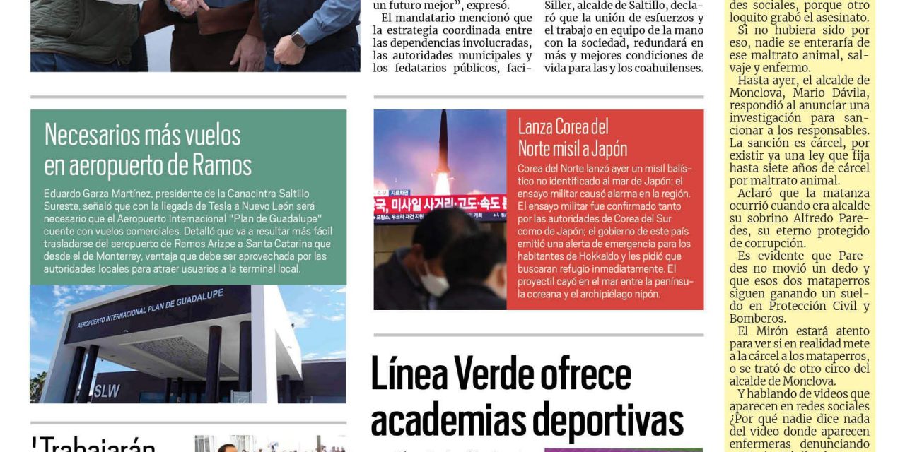 Portada RCG Media [13 de abril de 2023] Implementan estrategia para dar certeza jurídica; línea Verde ofrece academias deportivas y más…