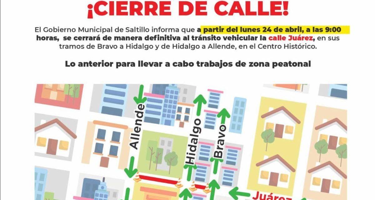 Anuncia Tránsito de Saltillo operativo vial en la Zona Centro