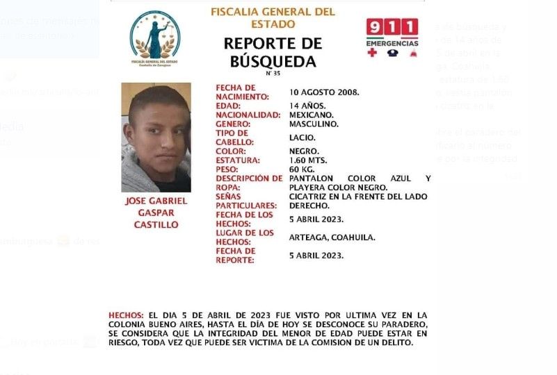 Buscan a menor extraviado en Arteaga