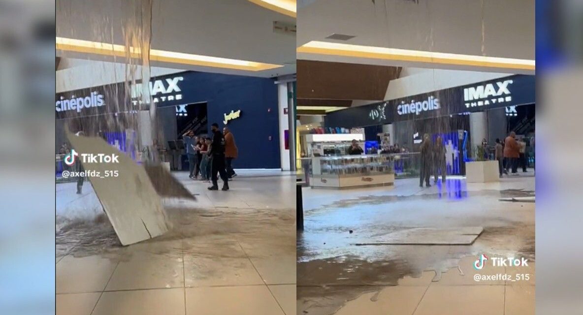 Video: Colapsa techo por fuga de agua en Galerías Monterrey