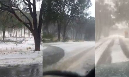 Se registra fuerte granizada en el ejido el Poleo de Arteaga