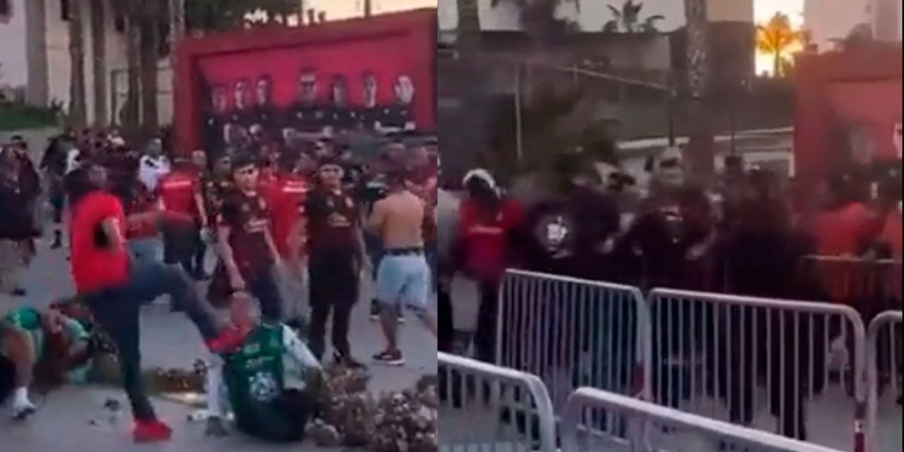 Aficionados de Xolos y León desatan riña afuera del estadio