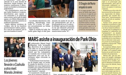 Portada RCG Centro [3 de mayo de 2023] Batalla campal en taquería de Monclova; empresarios lanzan campaña para participar en votaciones y más…