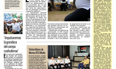 Portada RCG Centro [8 de mayo de 2023] Previenen embarazos adolescentes en Coahuila; buscan constructores trabajo fuera de Monclova y más…