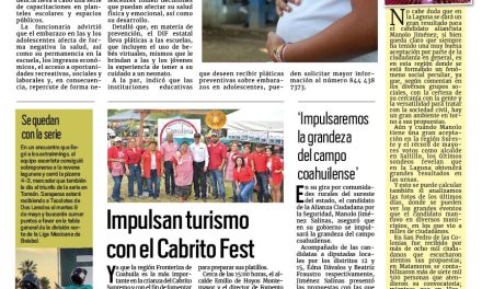 Portada RCG Fronteriza [8 de mayo de 2023] Previenen embarazos adolescentes en Coahuila; enfrentan ganaderos temporada complicada y más…