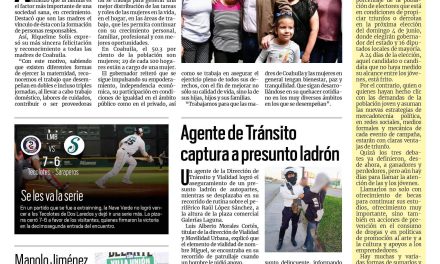 Portada RCG Lagunera [11 de mayo de 2023] Reconoce Riquelme a madres de familia; clausuran obra irregular y más…