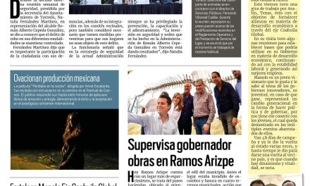 Portada RCG Laguna [20 de mayo de 2023] Se mantienen al mínimo los robos; Fortalece Manolo Eje Coahuila Global y más…
