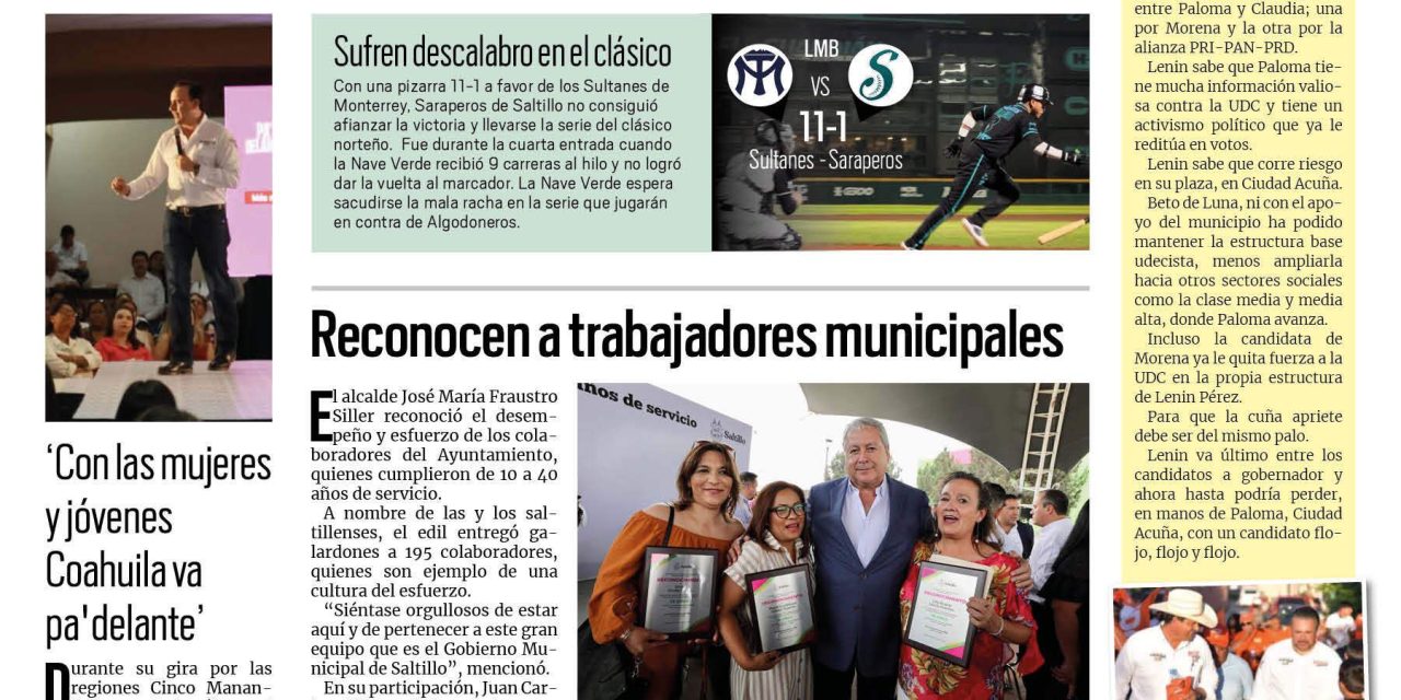 Portada RCG Media [4 de mayo de 2023] Crece BorgWarner en Coahuila; reconocen a trabajadores municipales y más…