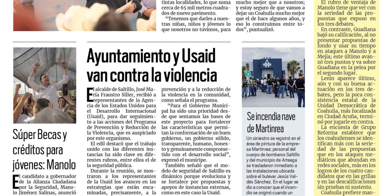 Portada RCG Media [5 de mayo de 2023] MARS supervisa trabajos en caminos rurales; Ayuntamiento y Usaid van contra la violencia y más…