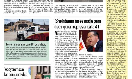 Portada RCG Media [10 de mayo de 2023] Supervisan Riquelme y Fraustro rehabilitación de pavimento; ‘Sheinbaum no es nadie para decir quién representa la 4T’ y más…