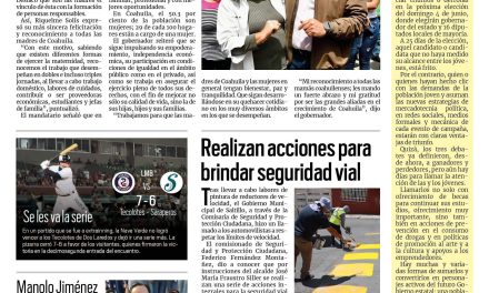 Portada RCG Media [11 de mayo de 2023] Reconoce Riquelme a madres de familia; realizan acciones para brindar seguridad vial y más…