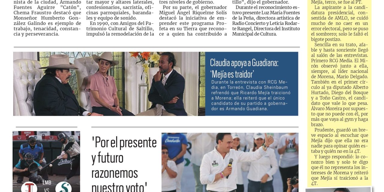 Portada RCG Media [22 de mayo de 2023] Reconocen labor y legado de Monseñor Humberto González; DIF Coahuila brinda atención integral a pacientes con autismo  y más…