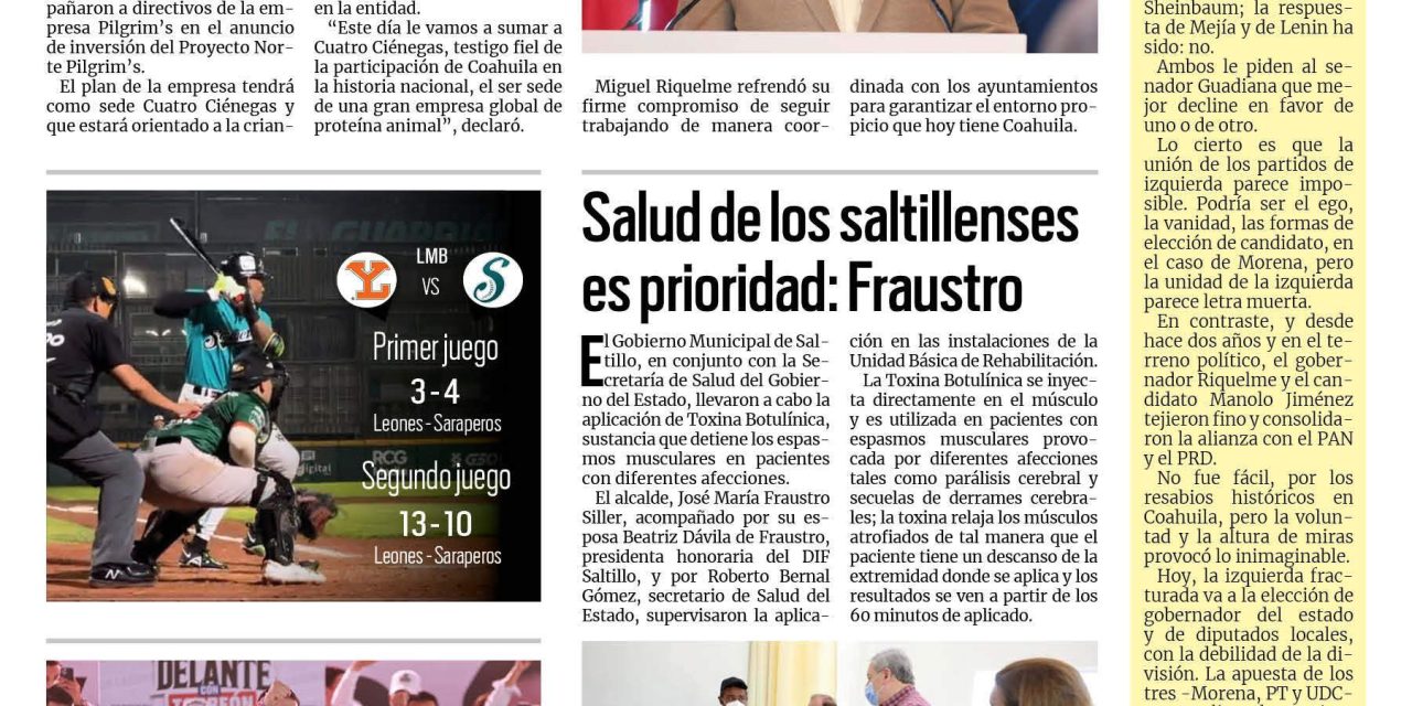 Portada RCG Media [25 de mayo de 2023] Llega inversión a la región Centro-Desierto; salud de los saltillenses es prioridad: Fraustro y más…