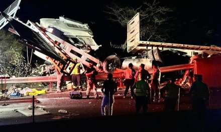Reportan 9 muertos tras choque de trailer y camioneta en la Autopista del Sol en Guerrero