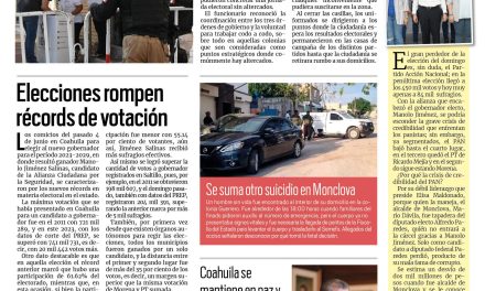 Portada RCG Centro [6 de junio de 2023] Operativos de vigilancia propiciaron el orden; IMSS Monclova espera luz verde para ampliación y más…
