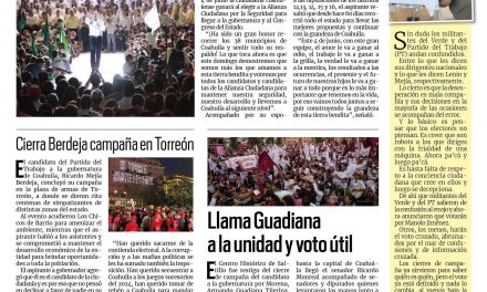 Portada RCG Fronteriza [1 de junio de 2023] Vamos a ganar este 4 de junio: Manolo Jiménez; aplicarán plan de seguridad afuera de escuelas y más…