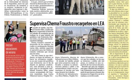Portada RCG Media [9 de junio de 2023] Reconocen integridad de corporaciones policiacas; supervisa Chema Fraustro recarpeteo en LEA y más…