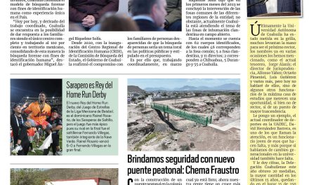 Portada RCG Media [18 de junio de 2023] Reafirma compromiso con familiares de desaparecidos; brindamos seguridad con nuevo puente peatonal: Chema Fraustro y más…