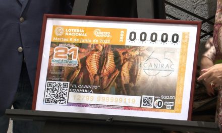 Por 65 aniversario CANIRAC presentan billete de lotería del Cabrito como platillo insignia de Coahuila