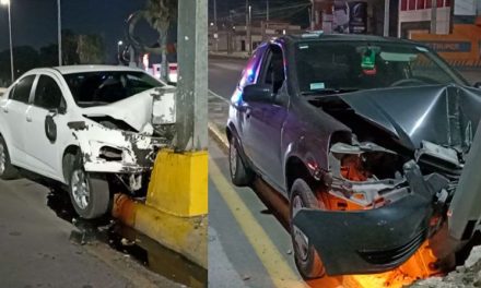 Saltillo: Destrozan sus autos contra una luminaria y un señalamiento