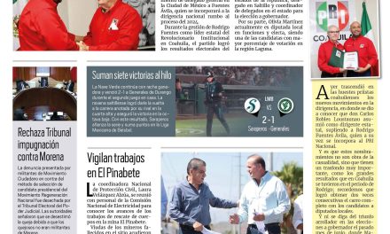 Portada RCG Carbonífera [6 de julio de 2023] Nombran a nuevo dirigente del PRI Coahuila; DIF municipal reconoce trabajo de terapeutas y más…