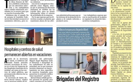 Portada RCG Centro [25 de julio de 2023] Quieren que AHMSA reactive operaciones; encuentran tomas de agua clandestinas en balneario y más…
