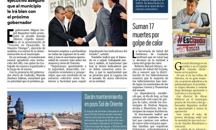 Portada RCG Lagunera [4 de julio de 2023] Reconoce MARS Administración de Torreón; anuncian más cierres viales y más…