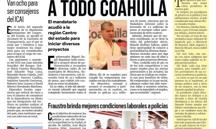 Portada RCG Media [5 de julio de 2023] Lleva MARS obras de infraestructura a todo Coahuila; Fraustro brinda mejores condiciones laborales a policías y más…