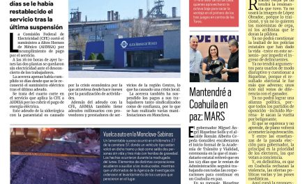 Portada RCG Centro [1 de agosto de 2023] Corta CFE suministro a AHMSA; cabalgata de Cuatro Ciénegas, un éxito y más…