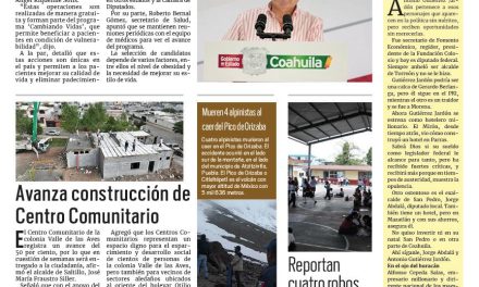 Portada RCG Media [21 de agosto de 2023] Priorizamos la salud de los coahuilenses: MARS; avanza construcción de Centro Comunitario y más…