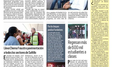 Portada RCG Media [28 de agosto de 2023] Trabajo por adultos mayores, legado del DIF Coahuila; Lleva Chema Fraustro pavimentación a todos los sectores y más…