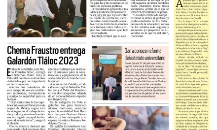 Portada RCG Media [29 de agosto de 2023] Inicia Coahuila ciclo escolar sin contratiempos; Chema Fraustro entrega Galardón Tláloc 2023 y más…