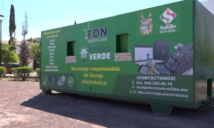 Colocan depósito para basura electrónica a un costado del Parque Perrón en Saltillo