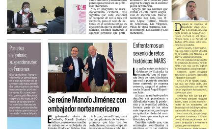 Portada RCG Carbonífera [20 de septiembre de 2023] Tendrá Sabinas nuevas secciones electorales; impulsa regidor el comercio local y más…