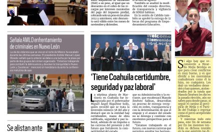 Portada RCG Carbonífera [29 de septiembre de 2023] Aprueba descuentos al predial en Sabinas; agradecen apoyo de ‘Doctor Vagón’ y más…
