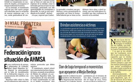 Portada RCG Centro [30 de septiembre de 2023] Inaugura MARS nuevo parque industrial; Oferta gastronómica frenaría la crisis en Monclova y más…