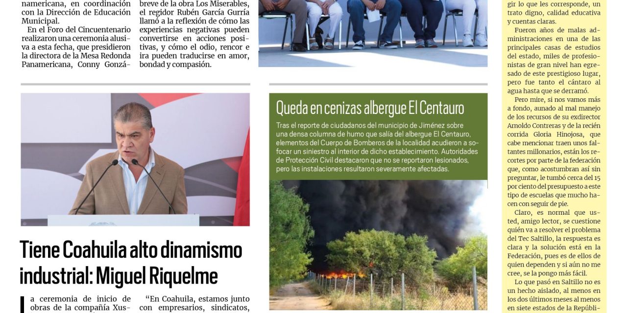 Portada RCG Fronteriza [22 de septiembre de 2023] Realizan marcha a favor de la paz mundial; hacen descuento del 50% en verificación vehicular y más…