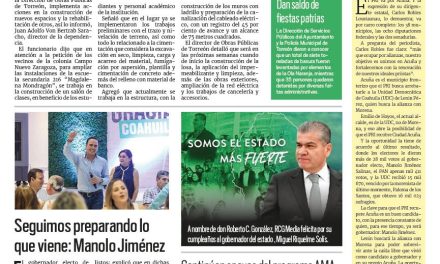 Portada RCG Lagunera [18 de septiembre de 2023] Invierte Torreón en educación; implementan acciones para evitar inundaciones y más…