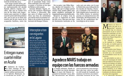 Portada RCG Lagunera [27 de septiembre de 2023] Presentan programa de actividades por eclipse solar; dan a conocer proceso para permisos de demolición y más…