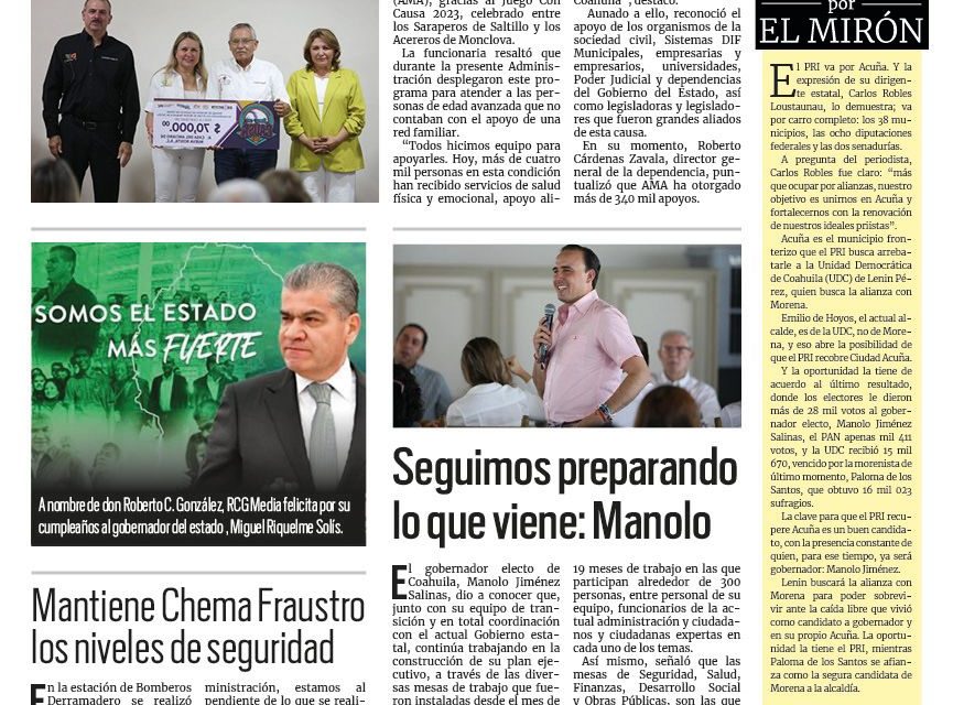 Portada RCG Media [18 de septiembre de 2023] Continúan apoyos del programa AMA; seguimos preparando lo que viene: Manolo Jiménez y más…