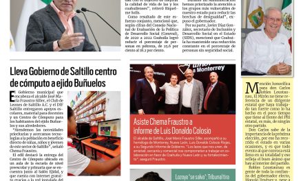Portada RCG Media [24 de septiembre de 2023] Reduce Coahuila índices de pobreza, según Coneval; Lleva Gobierno de Saltillo centro de cómputo a ejido Buñuelos y más…