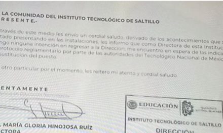 Renuncia la directora del Tecnológico de Saltillo
