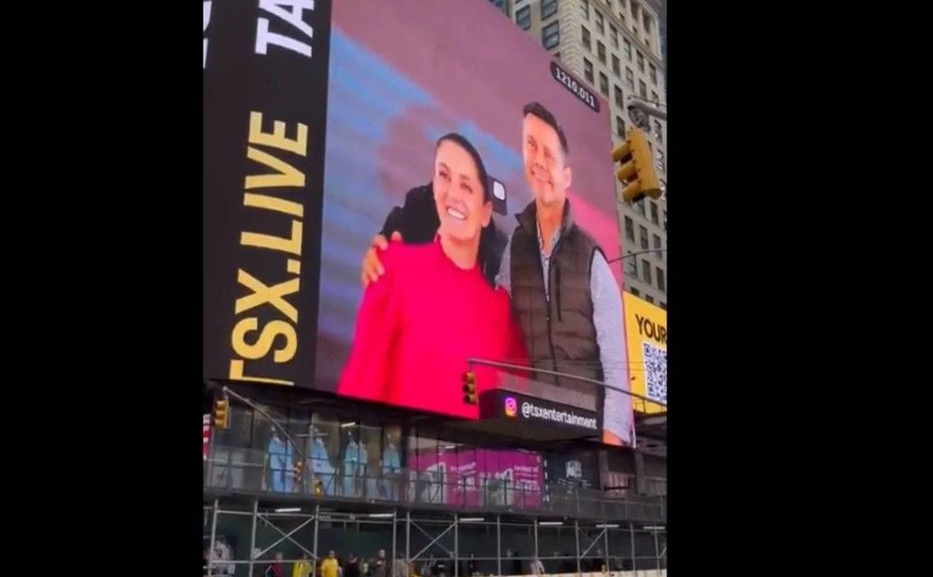 Sorprende y causa polémica un anuncio de Claudia Sheinbaum en  las pantallas de Times Square