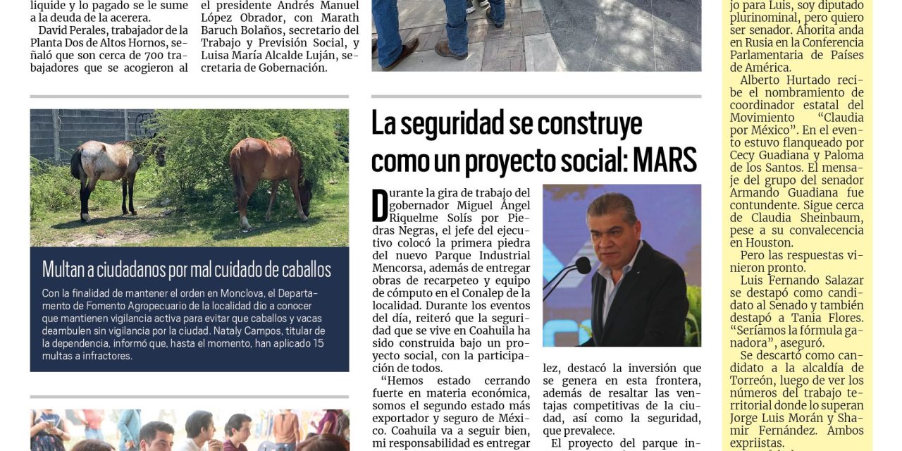 Portada RCG Centro [5 de octubre de 2023] Piden obreros de AHMSA que Federación pague su finiquito; alistan eventos por el Mes de la Lucha Contra el Cáncer de Mama y más…