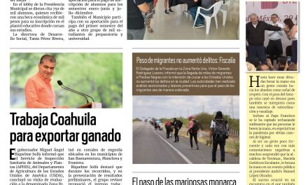 Portada RCG Fronteriza [1 de octubre de 2023] Entregan becas a alumnos de prepa y universidad en Acuña; Recuerdan a José María Morelos y más…