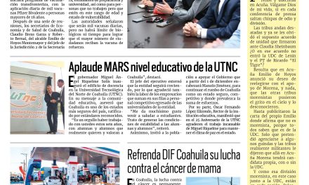 Portada RCG Fronteriza [19 de octubre de 2023] Anuncia Acuña campaña de vacunación transfronteriza; fortalecen infraestructura deportiva en la ciudad y más…