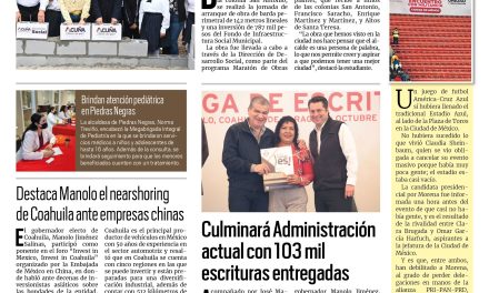 Portada RCG Fronteriza [26 de octubre de 2023] Inician obra de barda perimetral en primaria de Acuña; mantienen campaña de esterilización para mascotas y más…