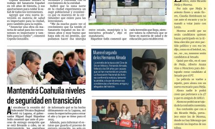 Portada RCG Lagunera [ 31 de octubre de 2023] Colocan primera piedra de nuevo hospital; recoge La Ola 3 toneladas de basura y más…