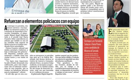 Portada RCG Media [4 de octubre de 2023] ‘Índices de seguridad en Coahuila obedecen a la coordinación’; refuerzan a elementos policiacos con patrullas y equipo y más…